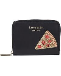 Kate Spade On A Roll Smooth Leather Slice Zip Card Case - Black