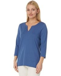 L.L. Bean - Pima Tops Split-Neck Tunic 3/4 Sleeve Clothing, Cotton - Lyst