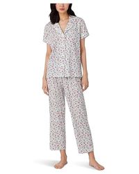 Ralph Lauren - Short Sleeve Notch Collar Cropped Pant Pj Set Pajama Sets Xl (Us 16-18) Cotton/Viscose - Lyst