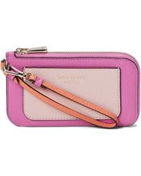 Kate Spade - Ava Colorblocked Pebbled Leather Coin Card Case Wristlet - Lyst
