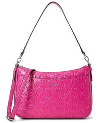 MICHAEL Michael Kors - Jet Set Medium Top Zip Pouchette Crossbody Cross Body Handbags, Leather/Polyester - Lyst