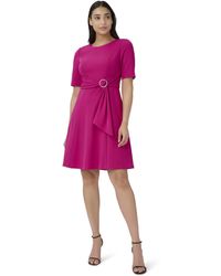 Adrianna Papell - Stretch Crepe Tie Front Dress With High-low Hem - Lyst