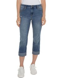 Liverpool Los Angeles - Charlie Mid-rise Crop Wide Rolled Cuff Denim Jean 24 - Lyst