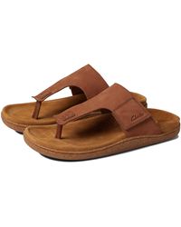 Clarks Vine Oak 26143992 Mens Brown Leather Flip-Flops Slip On Sandals Shoes 10 