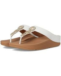 Fitflop - Fino Crystal-Chain Leather Toe-Post Sandals Sandals 11 M (B) - Lyst