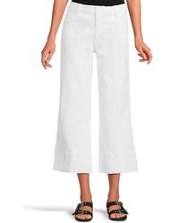 Kut From The Kloth - Petite Meg High Rise Frt Pin Tuck Wide Hem Basic Bck Jeans, Cotton/Denim/Spandex - Lyst
