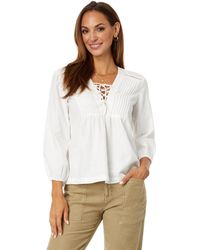 Lucky Brand - Lace-up Peasant Blouse - Lyst