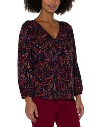 Liverpool Los Angeles - 3/4 Sleeve Double V-neck Woven Top - Lyst