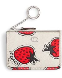 COACH - Mini Skinny Id Case With Strawberry Print - Lyst
