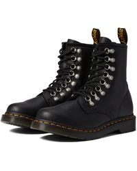 Dr. Martens Leather 3d Flower Lace Up Boots in Black | Lyst