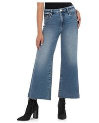 Kut From The Kloth - Meg High-Rise Fab Ab Wide Leg Raw Hem Jeans, Cotton/Denim/Spandex - Lyst