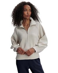Varley - Milano Half Zip Sweat 2.0 Sweatshirt/Snow, Cotton/Elastane/Polyester - Lyst