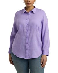 Lauren by Ralph Lauren - Plus-size Linen Roll Tab-sleeve Shirt - Lyst