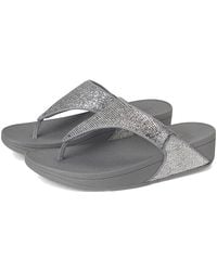 Fitflop - Lulu Crinkled-Shimmer Toe-Post Sandals Wedge Shoes 10 M (B) Synthetic - Lyst