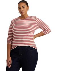 Lauren by Ralph Lauren - Plus-size Striped Cotton Long-sleeve Tee - Lyst