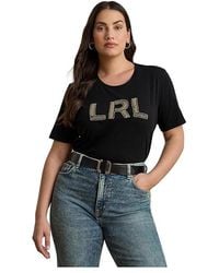 Ralph Lauren - Plus Size Beaded-Logo Cotton Jersey T-Shirts Clothing - Lyst