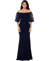 Long Scuba Crepe Off-the-shoulder Dress 