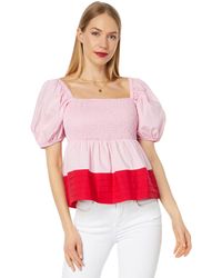 English Factory - Color-block Smocked Top - Lyst