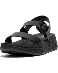 Fitflop - F-mode Espadrille Buckle Leather Flatform Sandals - Lyst