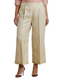 Ralph Lauren - Plus Size Linen-Blend Twill Wide-Leg Pants Casual Pants Ivory/ Linen/Twill/Viscose - Lyst