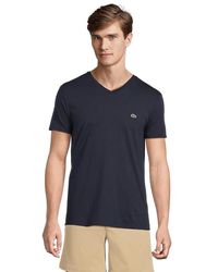 Lacoste - Short Sleeve V-Neck Pima Jersey Tee () T Shirt - Lyst