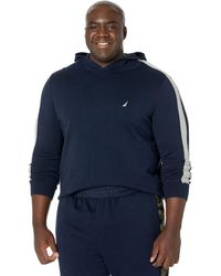 Nautica Big Tall Color-block Ribbed Pullover Hoodie - Blue