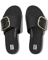 Fitflop - Gracie Maxi-buckle Leather Slides - Lyst