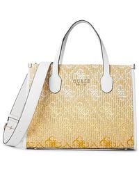 Guess - Silvana 2 Compartment Tote Tote Handbags, Raffia - Lyst