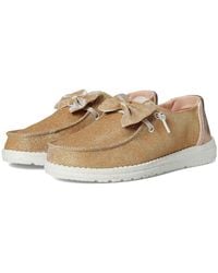 HEYDUDE - Wendy Sparkle Bow Flat Shoes, Canvas - Lyst