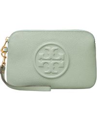 Tory Burch Leather Perry Bombe Wristlet in Black | Lyst