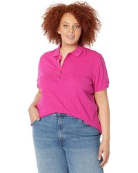 Striped Polo Shirt in White/Pink (Pink 