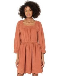 Madewell - Embroidered Corduroy Square-neck Mini Dress - Lyst