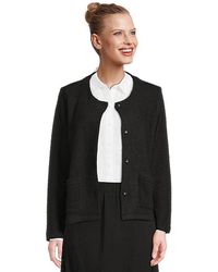 Eileen Fisher - Organic Cotton Boucle Round Neck Jacket Jacket - Lyst