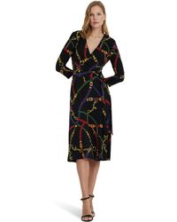 Lauren by Ralph Lauren - Belting-print Surplice Jersey Dress - Lyst
