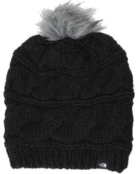 the north face triple cable fur pom