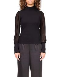 Sanctuary - On My Mind Mesh Sleeve Top Clothing Xs (Us 2) Cotton/Mesh/Polyester - Lyst