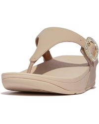 Fitflop - Lulu Crystal-buckle Leather Toe-post Sandals - Lyst