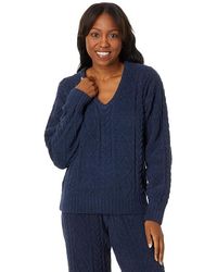 Pj Salvage - Cable Crew Lounge Long Sleeve Top Pajama Xl (Us 14) Chenille/Polyester - Lyst