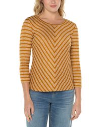 Liverpool Los Angeles - 3/4 Sleeve Miter Front Scoop Neck Knit Top - Lyst