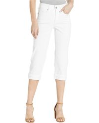 Optic White NYDJ Womens Devin Embellished Hem Stretch Crop Jeans 4 