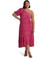 Lauren by Ralph Lauren - Plus Size Geo-print Jersey One-shoulder Dress - Lyst