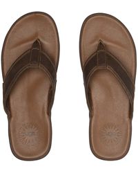 UGG Seaside Leather Flip - Flops in Black for Men | Lyst