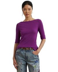 Ralph Lauren - Petite Stretch Cotton Boatneck T-Shirts Clothing, Cotton/Elastane - Lyst