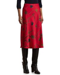 Ralph Lauren - Belting-Print Satin Charmeuse Midi Skirt Skirt, Polyester/Satin - Lyst