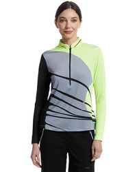 Jamie Sadock - Wrapped Print Long Sleeve 1/4 Zip Top Clothing, Polyester/Spandex - Lyst