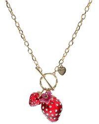 Betsey Johnson Strawberry Charm Pendant Necklace - Red