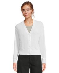Michael Stars - Ilsa V-Neck Cardigan Sweatshirt Lg (Us 8-10) Denim/Polyester/Rayon - Lyst