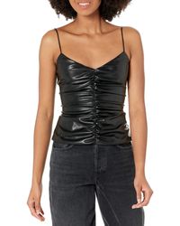 7 For All Mankind - Faux Leather Ruched Cami - Lyst