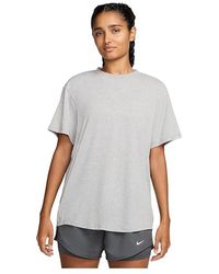 Nike - One Relaxed Dri-Fit Short-Sleeve Top Workout Smoke/Heather Xs (Us 0-2) Cotton/Elastane/Polyester - Lyst