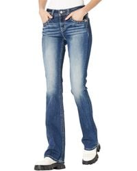 and Stars Embellishments Miss Me Womens Mid-Rise Boot Cut Jeans with Desert Sky Moon